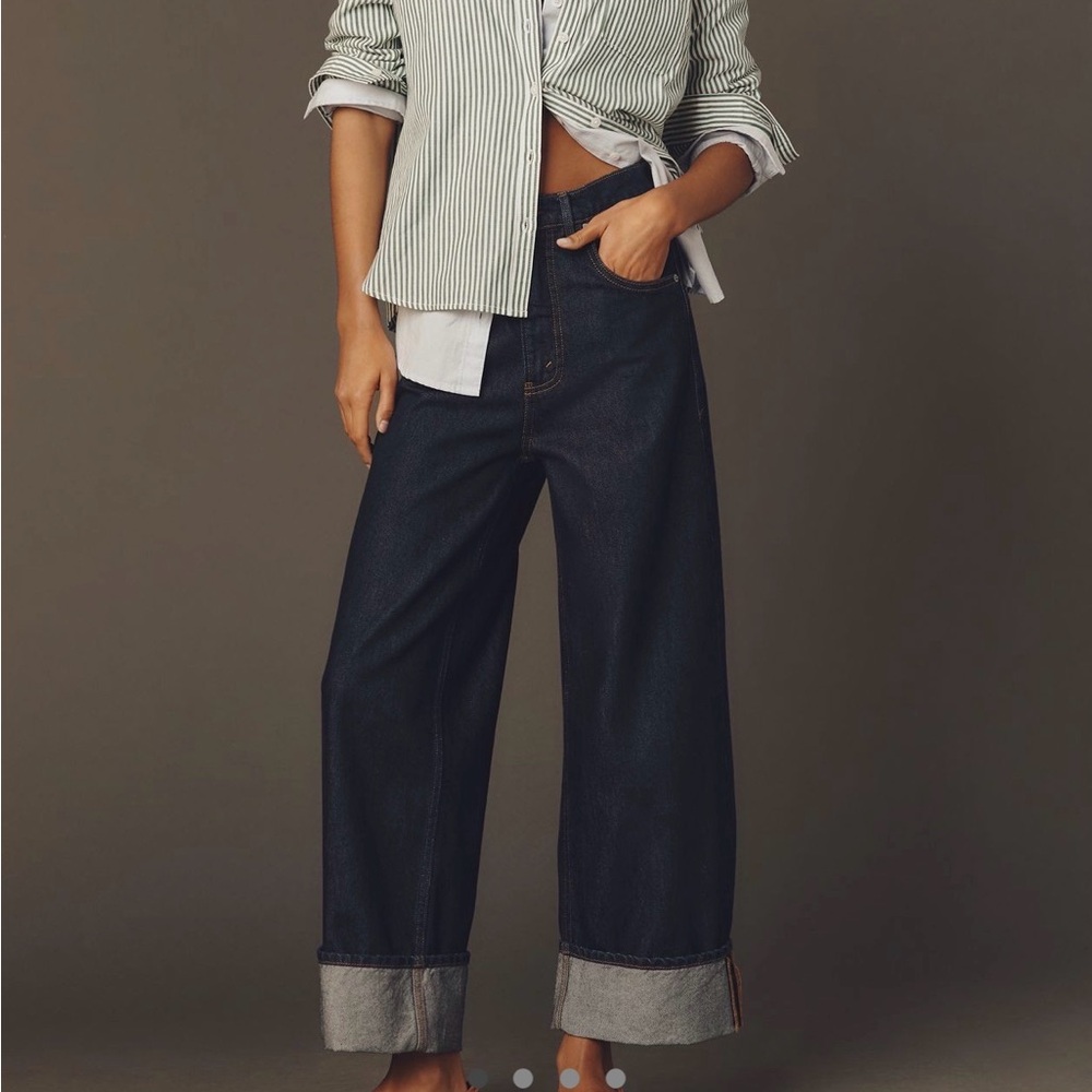 Pistola Dark Blue Wide-Leg Jeans with Cuff